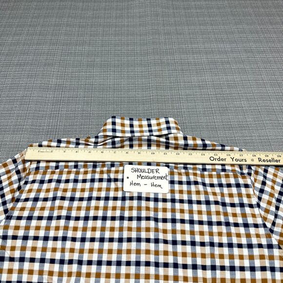Butter Cloth Shirt Mens Large Blue Check‎ Contrasting Flip Cuff Lightweight - Picture 11 of 13